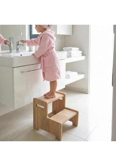 Rozitoys Ahşap Çift Basamaklı Yükseltici Tabure, Çok Amaçlı Ev Ve Banyo Basamağı, Dayanıklı Ahşap Tasarım Genel