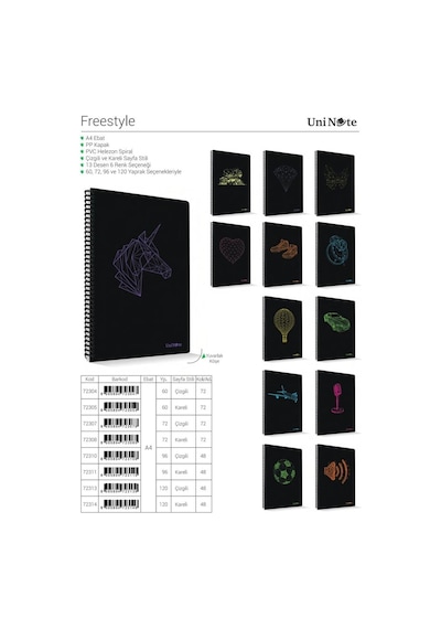 Freestyle Pp Kapak A4 Spiralli 96 Yaprak Çizgili Defter 12'li Paket