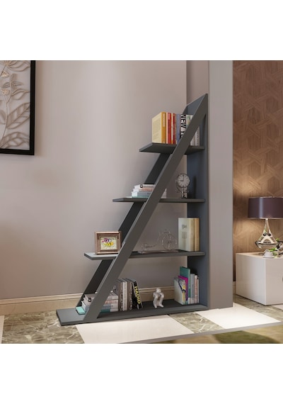 Arnetti Arven 4 Raflı Modern Kitaplık, Antrasit - Arven