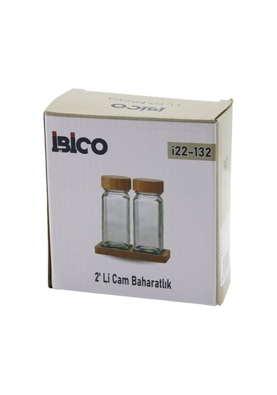 İbico İ22-132 Bambu Kapaklı Cam Tuzluk & Biberlik & Baharatlık Seti 120ml 2 Parça