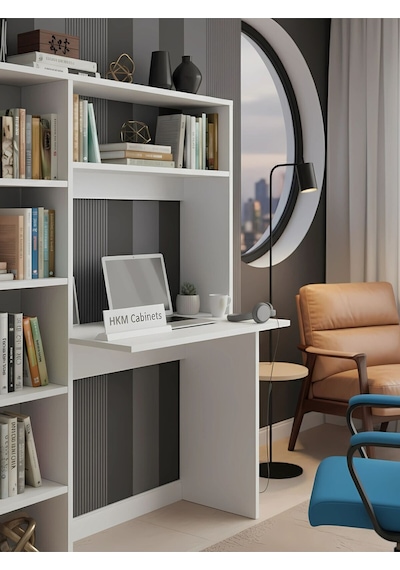 Premium Mdf Ürün Modern Kitaplıklı Çalışma Masası Raflı Öğrenci Ve Home Ofis Bilgisayar Masası Beyaz Premium Mdf Ürün Modern Kitaplıklı Çalışma Masası Raflı Öğrenci Ve Home Ofis Bilgisayar Masası Beyaz