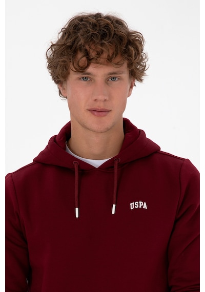U.S. Polo Assn. Erkek Regular Fit Kapüşonlu Şardonlu Bordo Basic Sweatshirt 50315582-VR014
