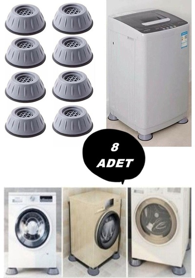 Beyaz Eşya Altlığı Ayağı 8 Adet Çamaşır Bulaşık Makinası Buzdolabı Yükseltici Titreşim Önleyici Gri Diğer