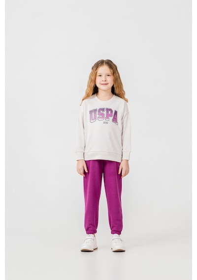U.S. Polo Assn. Kız Çocuk Baskılı Beyaz Uzun Kol Eşofman Takımı Us2701-c-v1 Us2701-c-v1