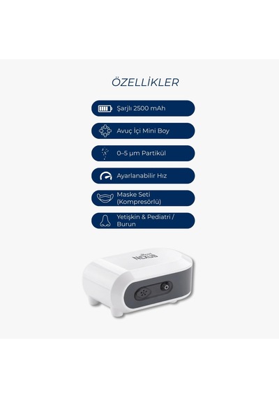 Şarjlı Mini Kompresörlü Nebulizatör