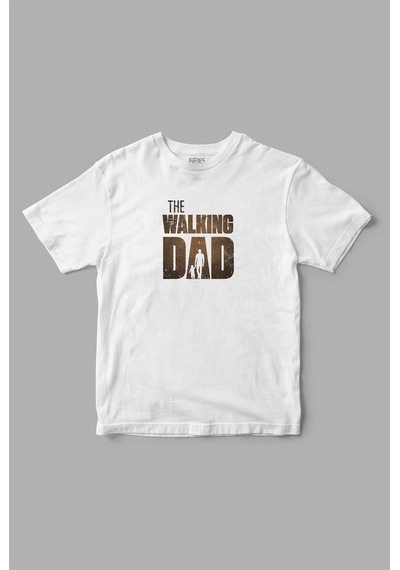Gries "the Walking Dad" Baba Oğul - Kız Baskılı Tişört Beyaz