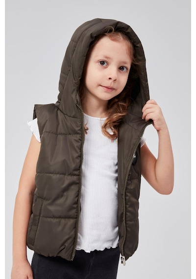 Benitto Kids Kapüşonlu Kız Çocuk Şişme Yelek 51307 Haki