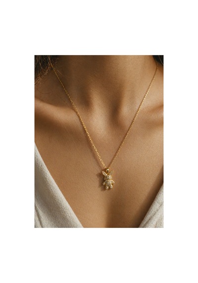 Rabbit Gold Tavşan Zirkon Kolye Charm Koleksiyonu Xuping Altın Kaplama Suya Dayanıklı