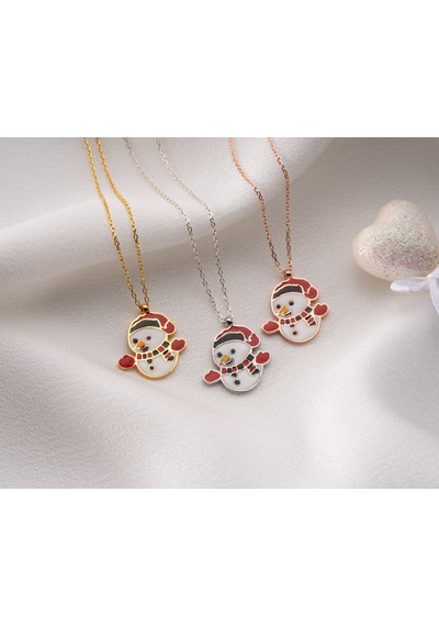 925 Ayar Papatya Silver Kardan Adam Kolye.rose.gold.rodaj Gümüş