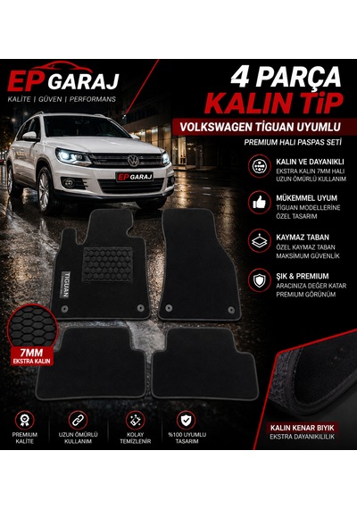 Volkswagen Tiguan Uyumlu Halı Paspas 4 Parça Kalın Tip Ep Garaj