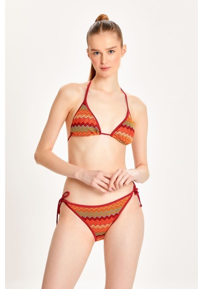 Too Salty Swimwear Kadın Bordo Dantelli Yandan Bağlamalı Üçgen Bikini Takımı 24s116st Bordo
