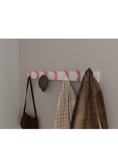 Hepsi3boyutlu Modern Duvar & Kapı Kanca Askılık - 7 Adet Pembe Kanca Askılık - Model No : 2 Pembe