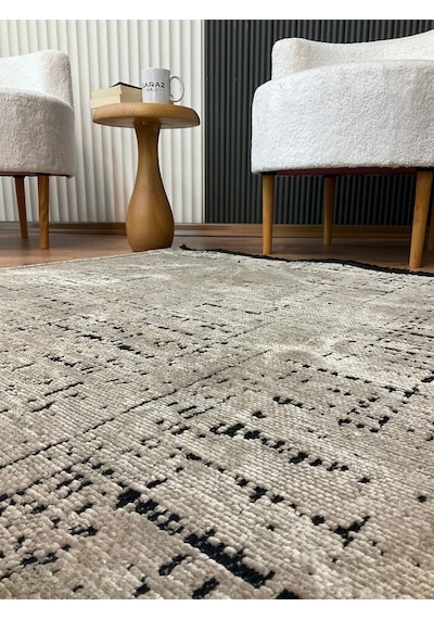Saraz Halı Şönil Dokuma Kayma Yapmaz Makinede Yıkanabilir Leke Tutmaz Kesme Bohem Kilim Vizon 2 Vizon