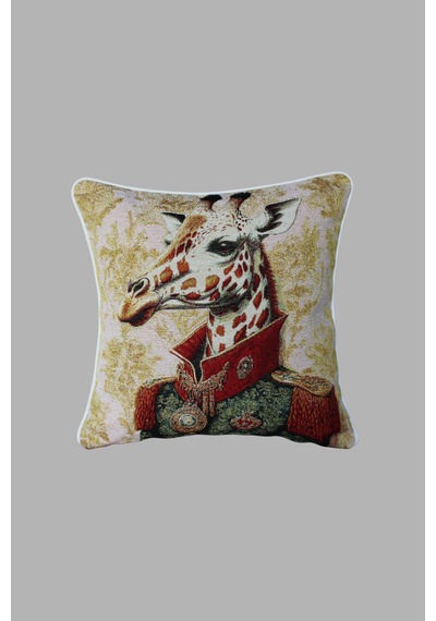 Kırlent Kılıfı Goblen Dokuma Kumaş - 45x45cm Çift Taraflı Biyeli Dekoratif Kırlent Kılıfı - Vs-346 Çok Renkli