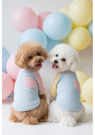 Bubbles Pastel Köpek Tişörtü Cepli Şeker Renkli Yazlık Köpek Kıyafeti Küçük Irklar İçin