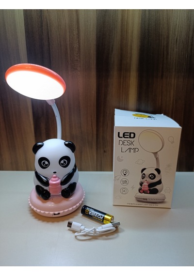 Panda Figürlü Katlanabilir Ve Şarjlı Pilli Led Masa Lambası Çok Renkli