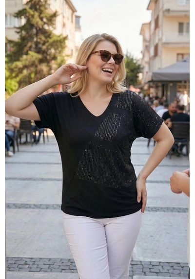 Aytemas Pul Parçalı Bluz siyah