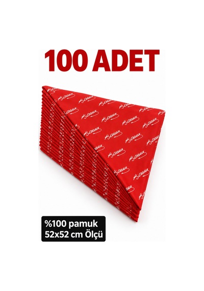 Herşeynota 100 Lü Kırmızı Atatürk İmzalı %100 Pamuk Fular 52x52 Cm Okul Tören Etkinlik Çok Renkli