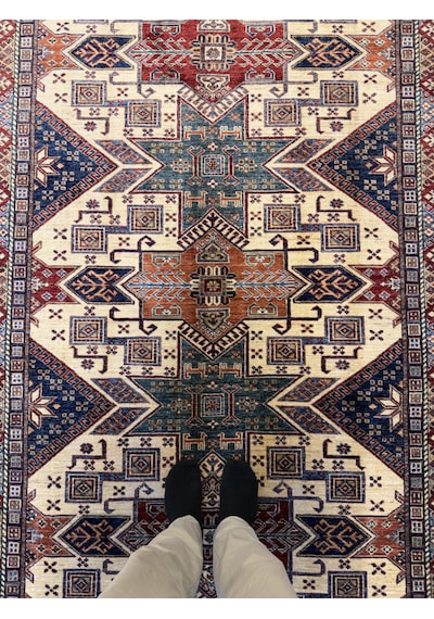 El Dokuma Afgan Halı 100% Yün Kök Boya Elsanat Eseı İle Harıka Kazak Model Kırmızı