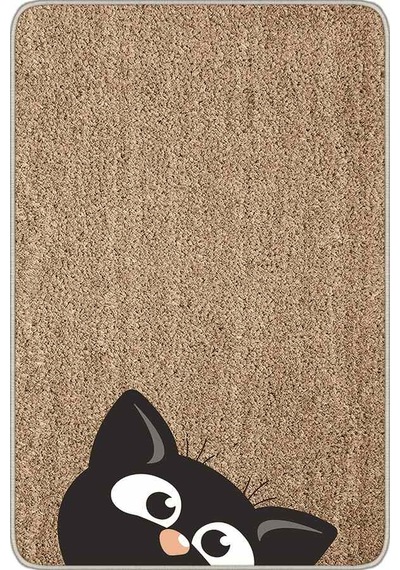 Bej Kedi Desenli Kapı Önü Paspası Kp07n11
