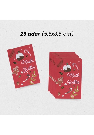 Yılbaşı Mutlu Yıllar Yazılı Hediye Kart Seti, Yeniyıl Paketleme K