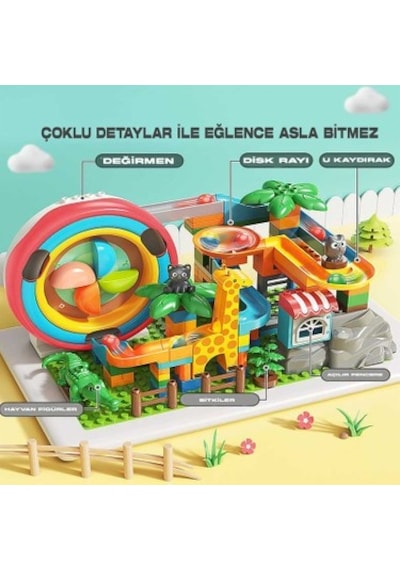 194 Parça Blok Yapı Seti İle Eğlenceli Mermer Yarışı