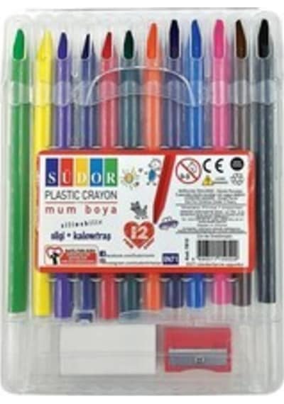 Südor Plastik Crayon 12 Li Mum Boyası (silgi + Kalemtraş Hediyel