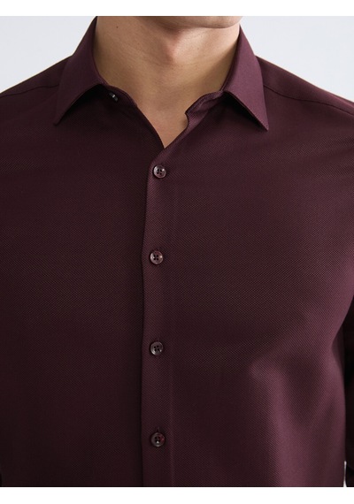 Lcw Busıness Bordo Slim Fit Armürlü Erkek Gömlek