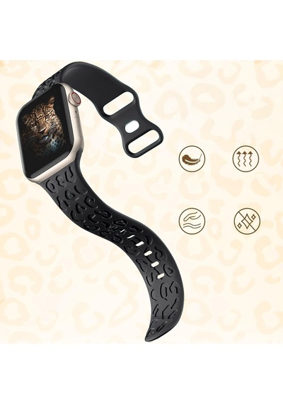 Apple Uyumlu  Watch 44 45 46mm Leopar Desenli Yumuşak Silikon Kordon Seri 2 3 4 5 6 Se 7 8 9 10