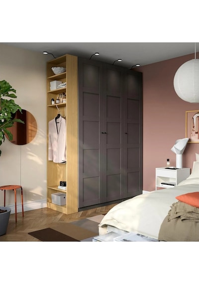 Ikea Koyu Gri Ferah Kapaklı Gardırop Koyu Gri-meşe Görünümlü