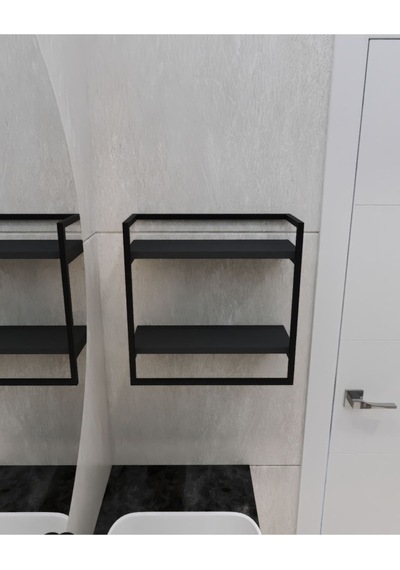 Aju Havluluk 2 Katlı Duvara Monte Raf Aksesuarlık Şal Askılığı Banyo Mutfak Düzenleyicii Antrasit