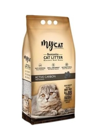Original Mycat 10 Lt Topaklanan Bentonit Kedi Kumu Aktif Karbon Kalın Tane