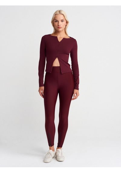 Dilvin 7934 Fermuar Detaylı Tayt-bordo Bordo