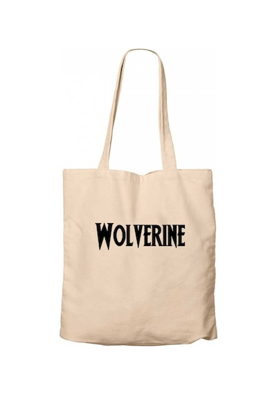Wolverine Text Krem Fermuarlı Bez Çanta Gabardin