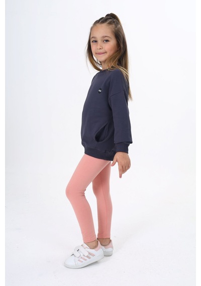 Toontoy Kids Toontoy Kız Çocuk 2'li Takım Baskılı Bisiklet Yaka Düşük Omuz Cepli Sweatshirt & Basic Düz Tayt Füme Toontoy Kids Toontoy Kız Çocuk 2'li Takım Baskılı Bisiklet Yaka Düşük Omuz Cepli Sweatshirt & Basic Düz Tayt Füme