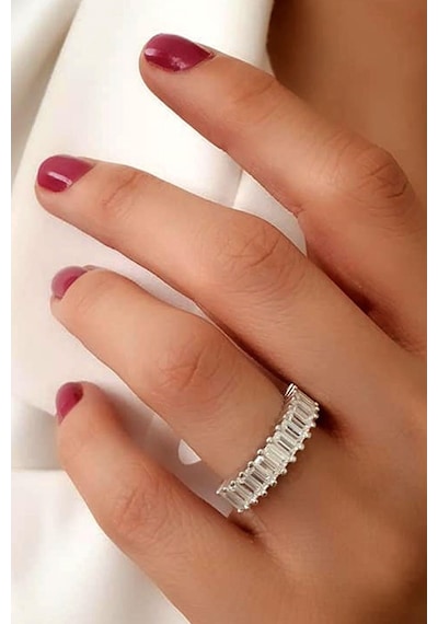 Sky Diamond Yarım Tur Gümüş Yüzük