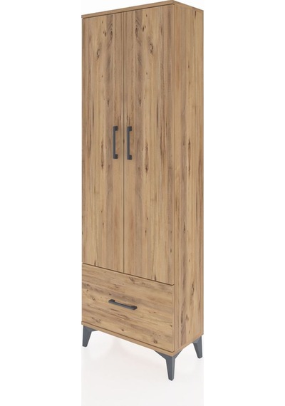Arges Dolap 4 Raflı Tek Çekmeceli 2 Kapaklı 60x30x182 Çam-çam Çam
