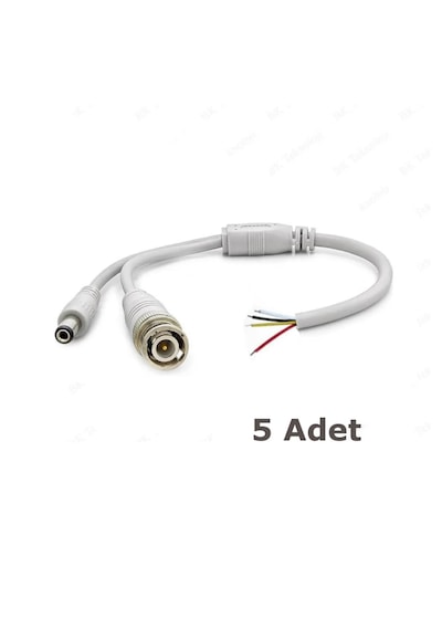5 Adet Bnc + Dc Power Hazır Kablo Konnektör Seti Tek Kabloyla Video Ve Güç Bağlantısı