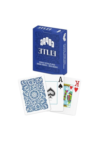 Elite%100 Plastik Oyun Kartları, Poker Boyu Jumbo Endeks Tek Deste, Mavi