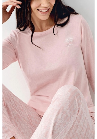 Pierre Cardin 9085 Kadın Bisiklet Yaka Uzun Kollu Pijama Takımı-pembe Pembe