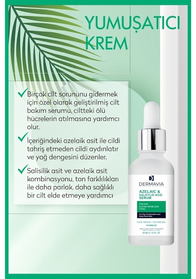 Azelaıc & Salıcylıc Acıd Serum Yağlı Akne Eğilimli Cilt Tipleri Için Yüz Serumu 30 Ml