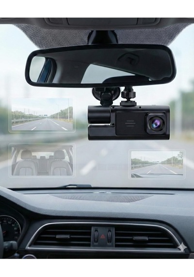 Üç Kameralı Wifi Araç I Çi Kayıt Cihazı 1080p Ön I Ç Arka Gece Görüşlü Dashcam Tüm Araçlara Uyumlu Tek