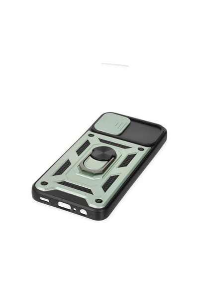 Samsung Galaxy Uyumlu   A03 Kılıf Pars Lens Yüzüklü Silikon - Yeşil