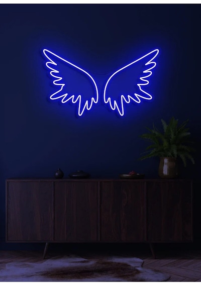 Kanat Figürlü Neon Tabela Mavi