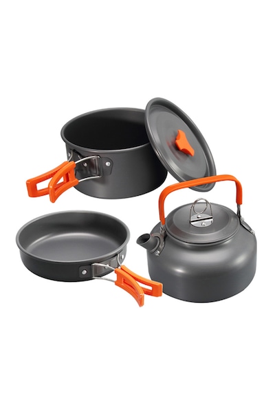 Roxform Nomad 03 Kamp Tencere Seti 4 Kişilik Çok Fonksiyonlu Set Sert Anodize Alüminyum