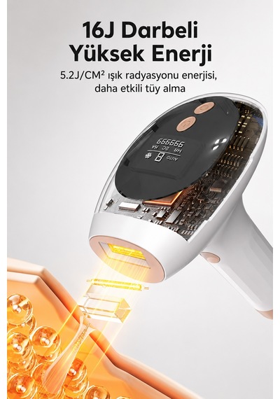 Exenar - Beyaz - Ipl Buz Lazer Epilasyon Aleti Tüy Alma Cihazı 9 Kademeli 999.999 Atım Otomatik Ve Manuel