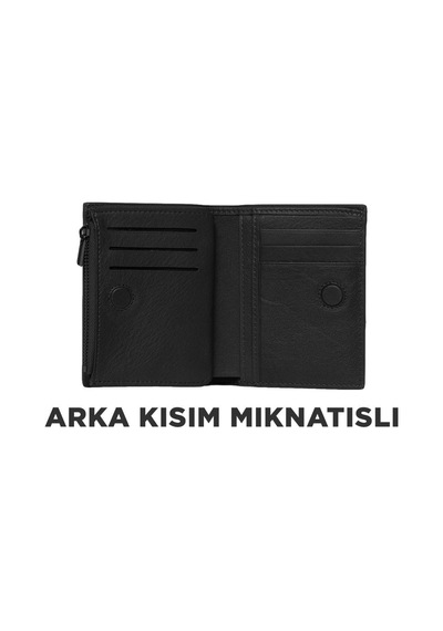 Grande Gerçek Deri Unisex Cüzdan Hakiki Deri Küçük Boy Siyah