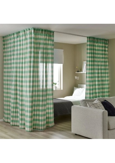 Ikea Glanshagtorn Tül Perde 300x300 Cm Yeşil-beyaz-siyah Çok Renkli