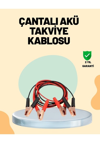 1200 Amper Jumper Kablo 2 Metre Bakır Uçlu Araç Takviye Seti Renkli