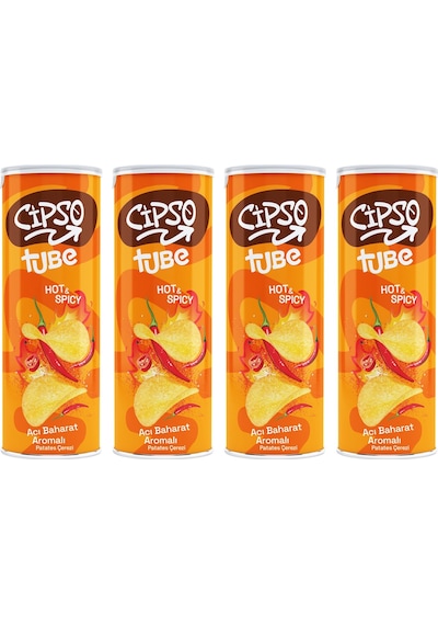 Cipso Tube Acı Baharat Aromalı Cips 160 Gr X 4 Adet